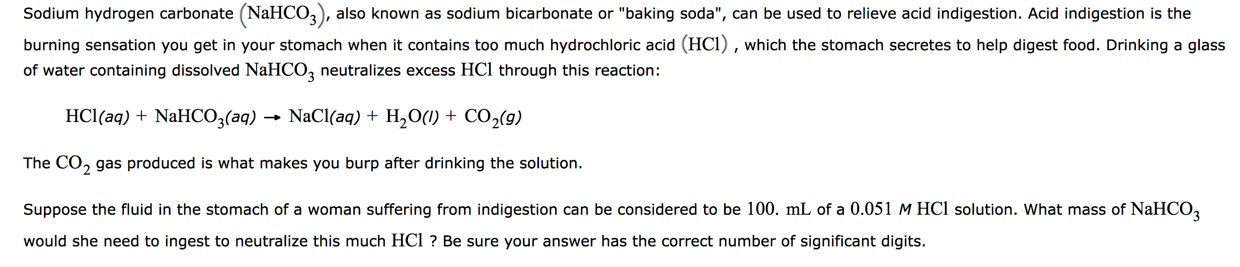 Solved Sodium Hydrogen Carbonate Nahco3, Also Known As 