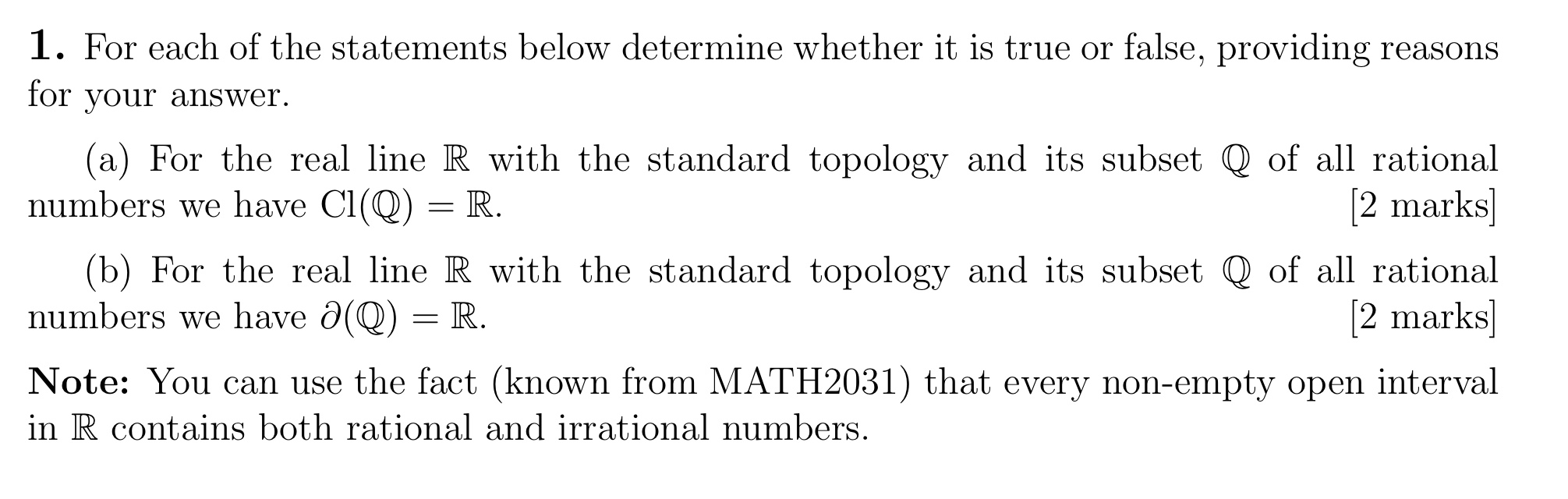 Solved 1. For each of the statements below determine whether | Chegg.com