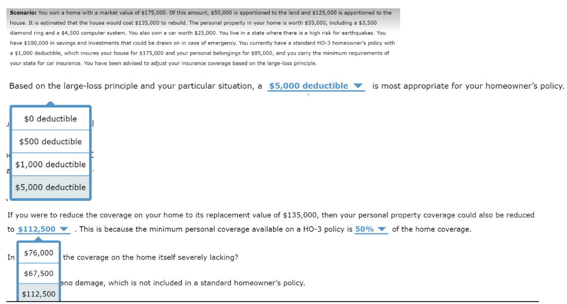 Scenario You own a home with a market value of