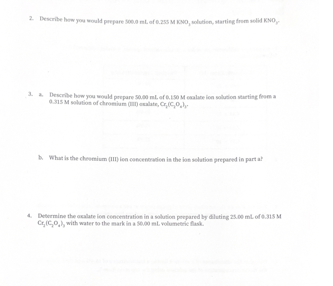 Solved 2. Describe How You Would Prepare 500.0 ML Of | Chegg.com