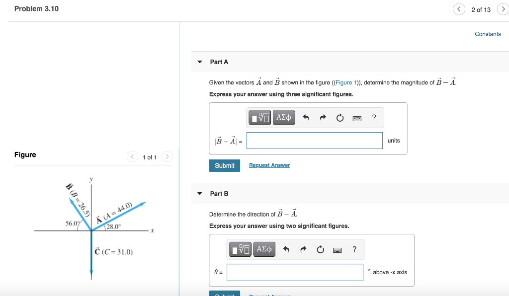 Solved Part A Given The Vectors A⃗ A→ And B⃗ B→ Shown In | Chegg.com