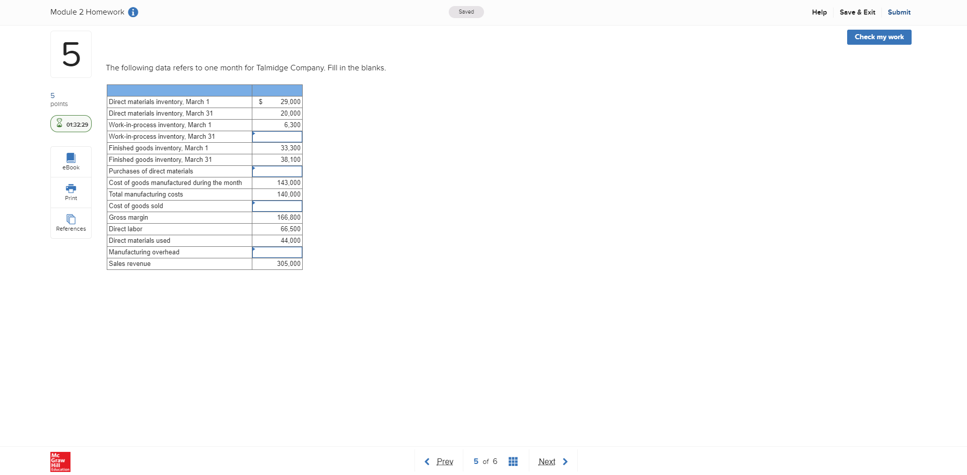 Solved Module 2 Homework A Saved Help Save & Exit Submit | Chegg.com