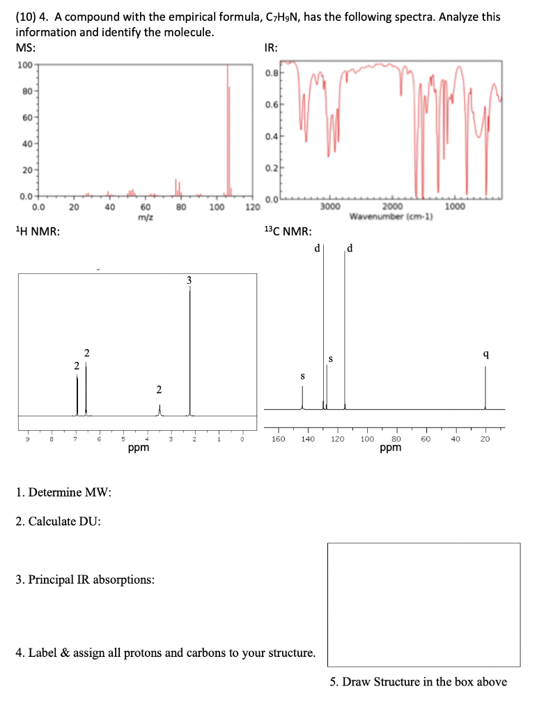 Solved (10) 4. A compound with the empirical formula, C7H9 | Chegg.com