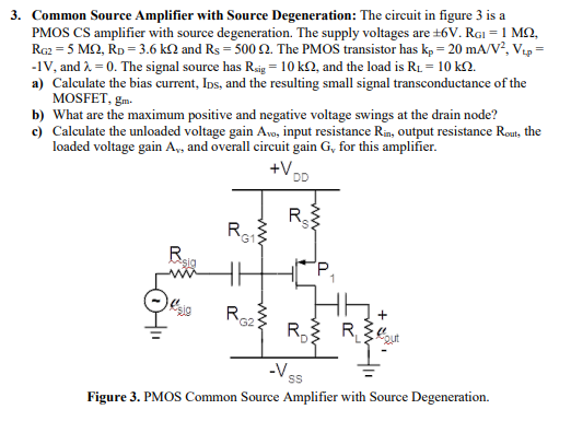 Solved 3. Common Source Amplifier with Source Degeneration: | Chegg.com