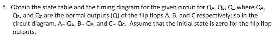 Solved 5. Obtain the state table and the timing diagram for | Chegg.com