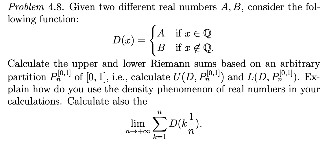 Solved Problem 4.8. Given Two Different Real Numbers A, B, | Chegg.com