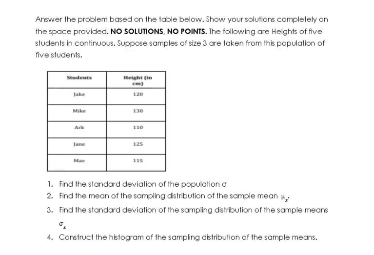 Solved Answer the problem based on the table below. Show | Chegg.com