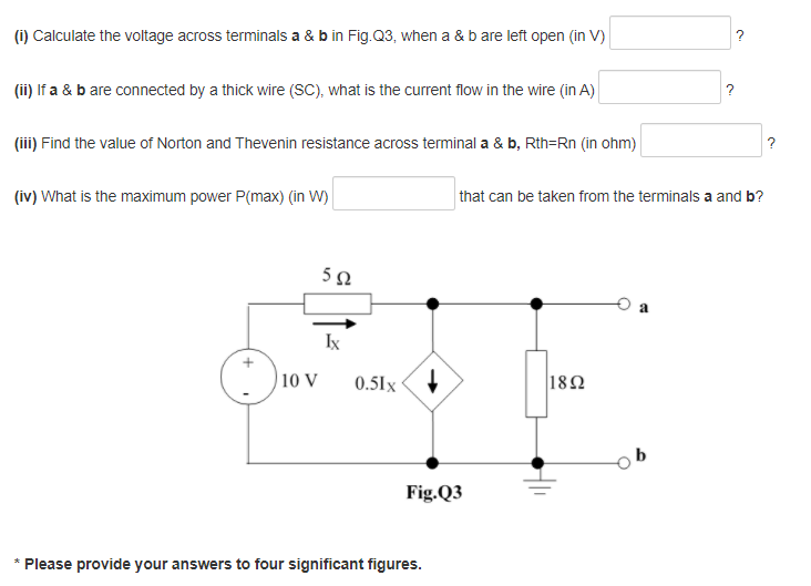 Solved (i) Calculate the voltage across terminals a & b in | Chegg.com