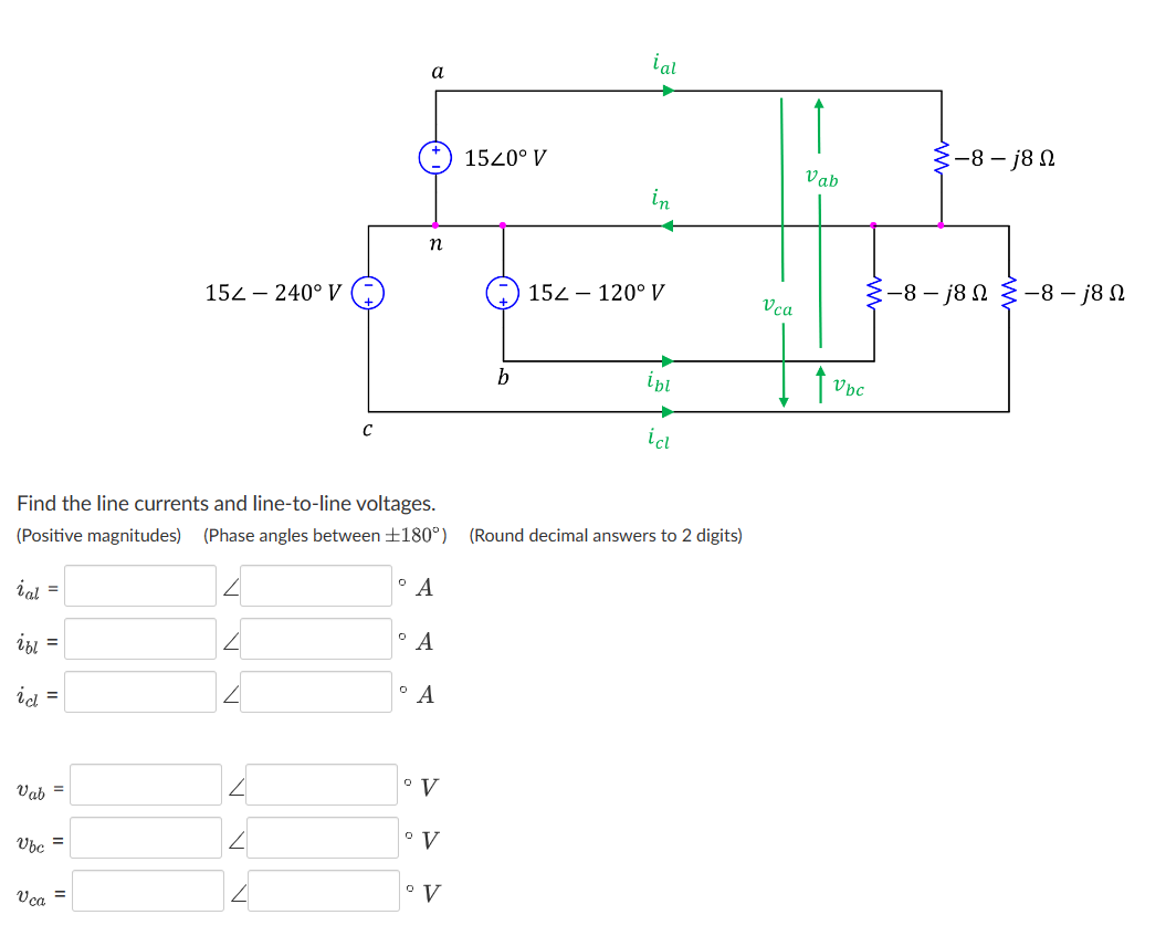 Solved Find the line currents and line-to-line voltages. | Chegg.com