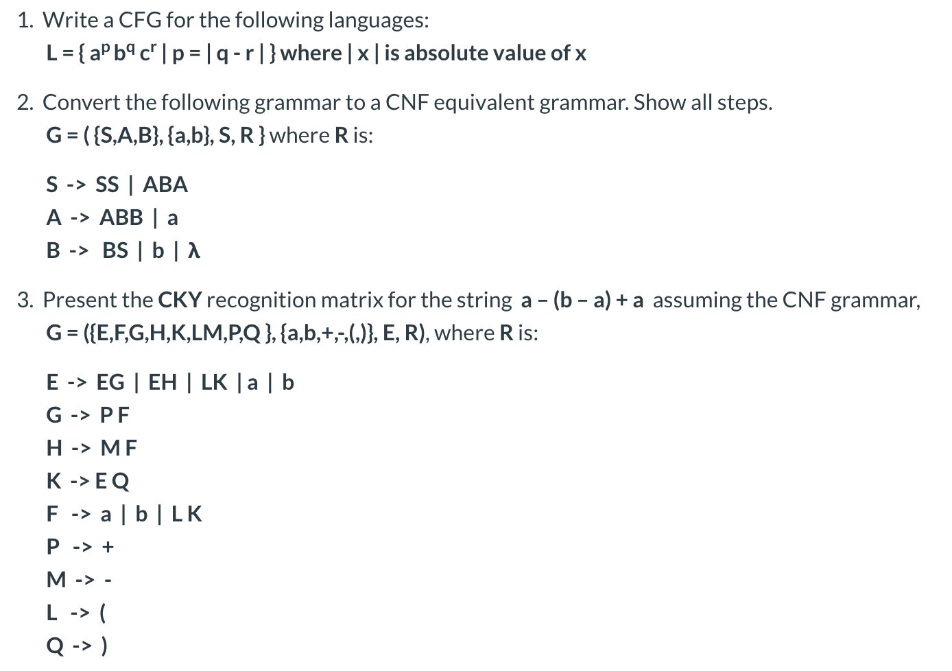 Solved 1 Write A Cfg For The Following Languages L Apb Chegg Com