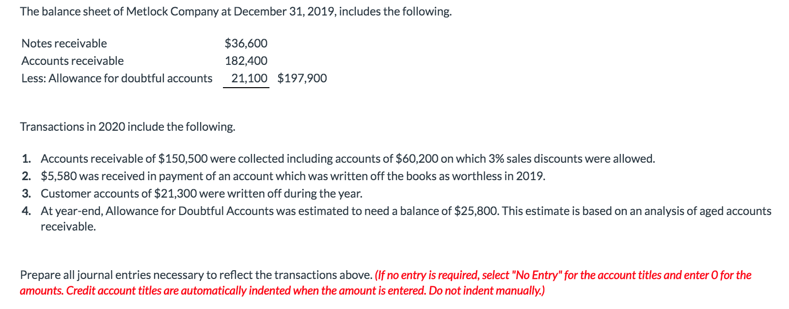 Solved The Balance Sheet Of Metlock Company At December 31, 