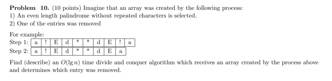 Solved Problem 10. (10 points) Imagine that an array was | Chegg.com