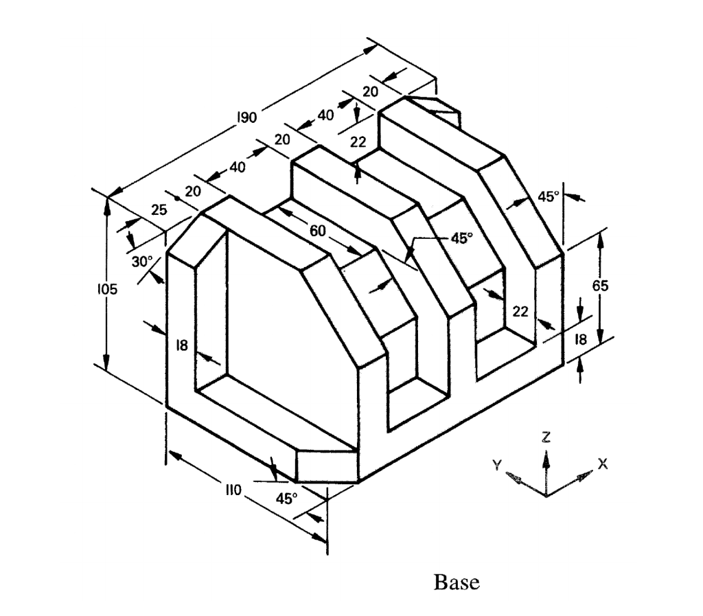 Solved Draw the top and front views to represent the base | Chegg.com