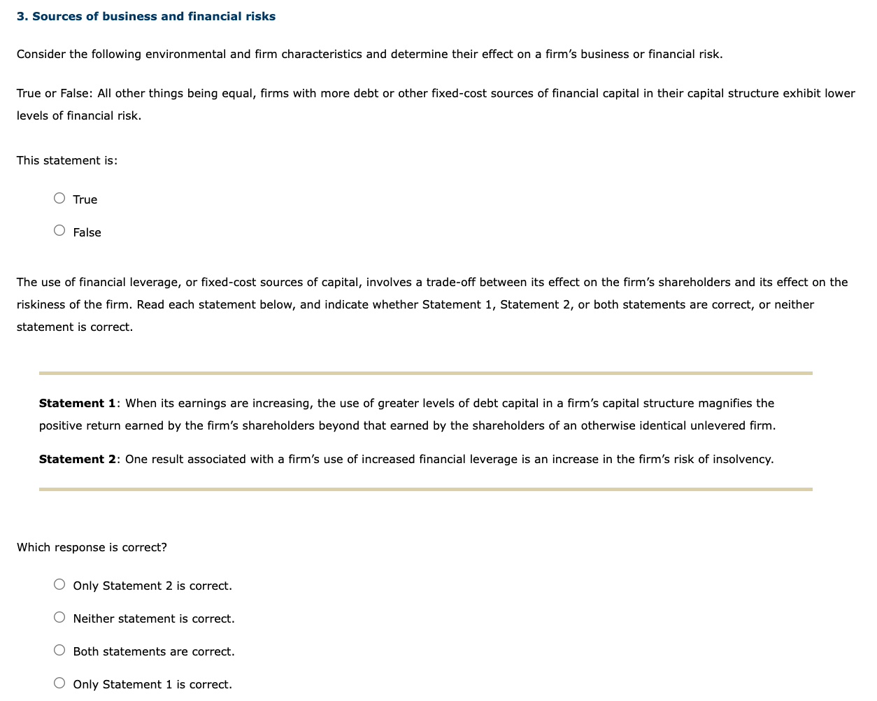 Solved 3. Sources Of Business And Financial Risks Consider | Chegg.com