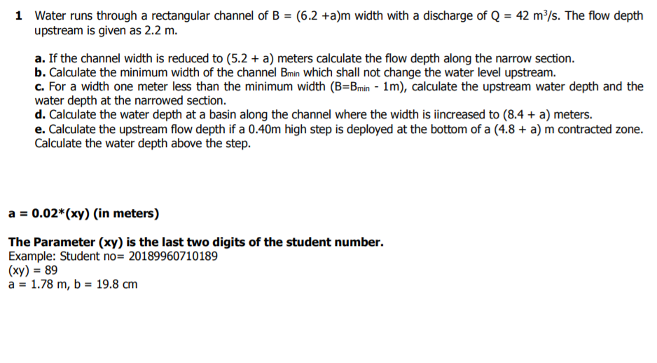 Solved 1 Water runs through a rectangular channel of B = | Chegg.com