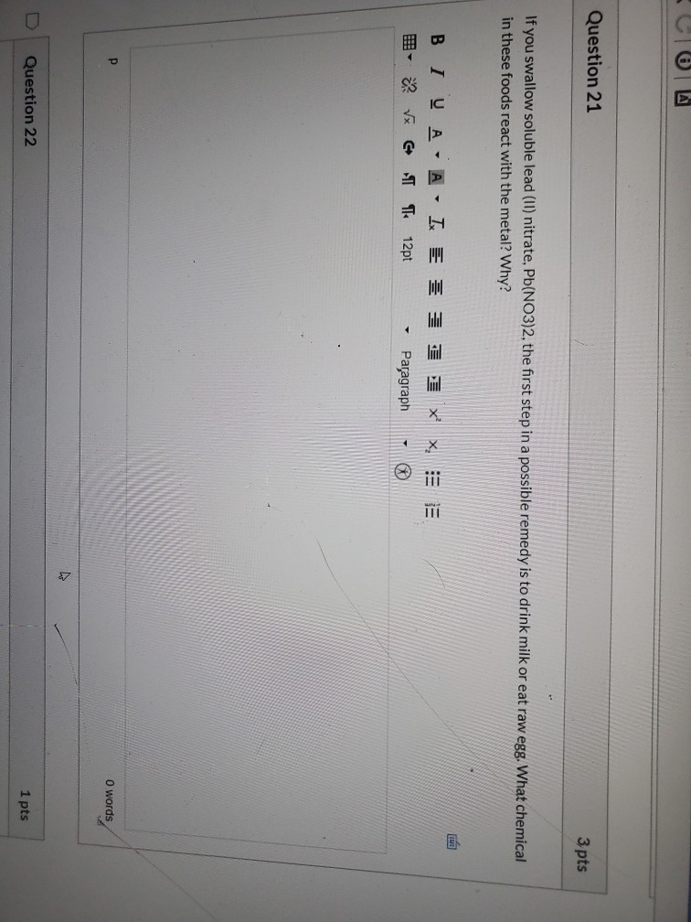 Solved CIO Question 21 3 pts If you swallow soluble lead
