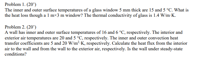 Solved Problem 1. (20) The inner and outer surface | Chegg.com