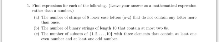 Solved 1. Find expressions for each of the following. (Leave | Chegg.com