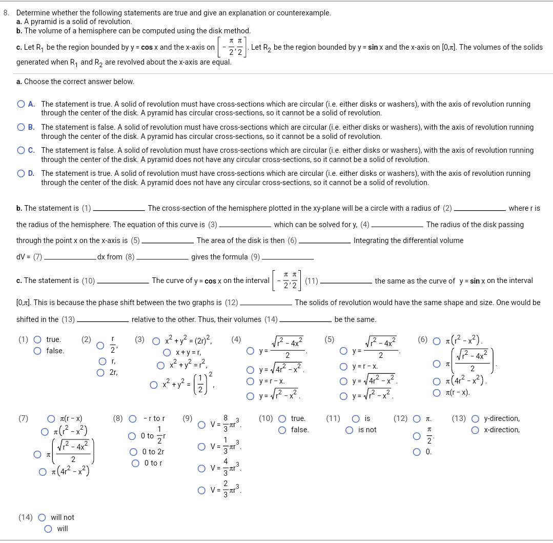 Solved Determine Whether The Following Statements Are True | Chegg.com