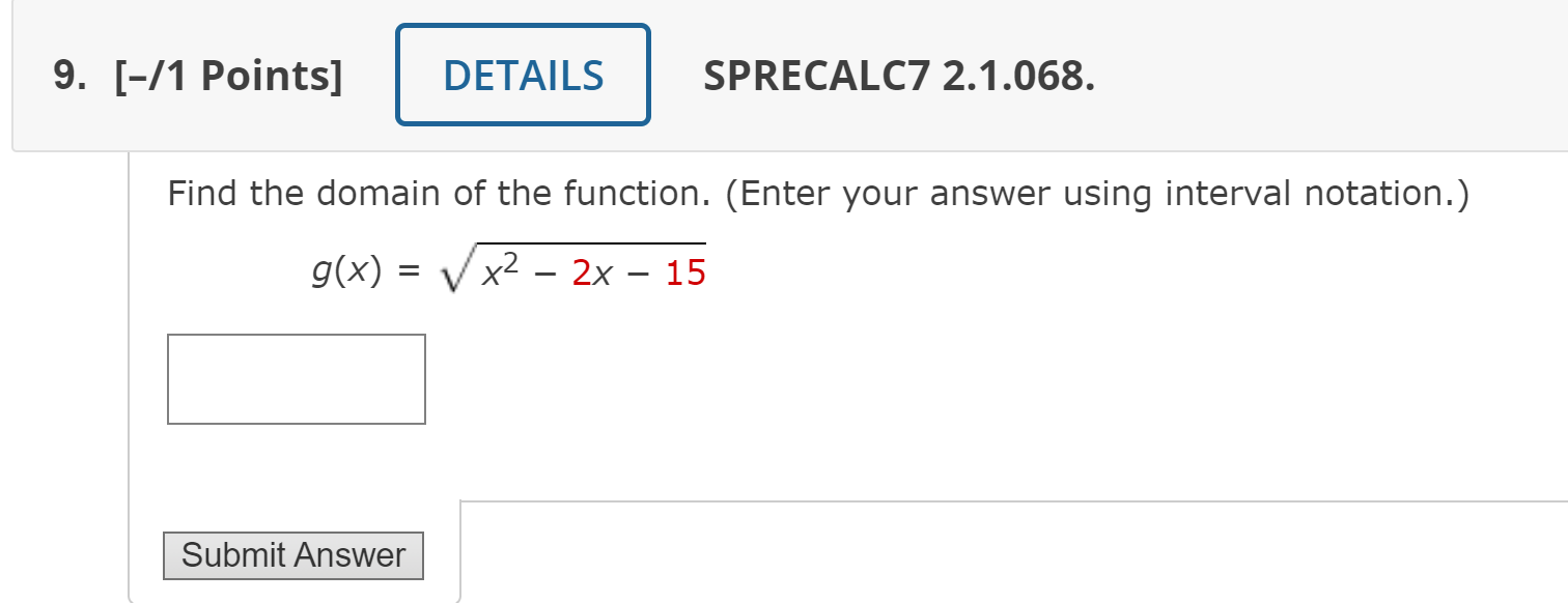 Solved 9 [ 1 Points] Details Sprecalc7 2 1 068 Find The