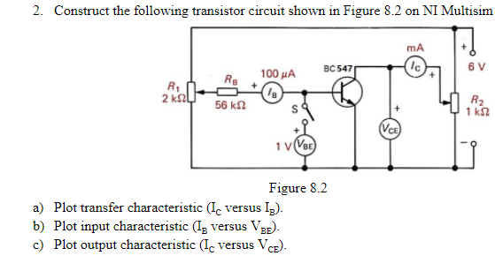 Solved 2. Construct the following transistor circuit shown | Chegg.com