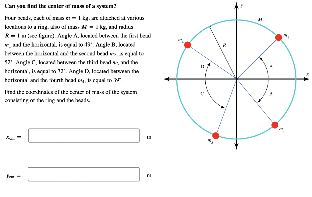 Solved Can you find the center of mass of a system? M m m R | Chegg.com