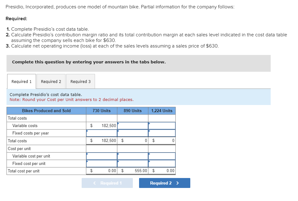 Solved Presidio, Incorporated, produces one model of