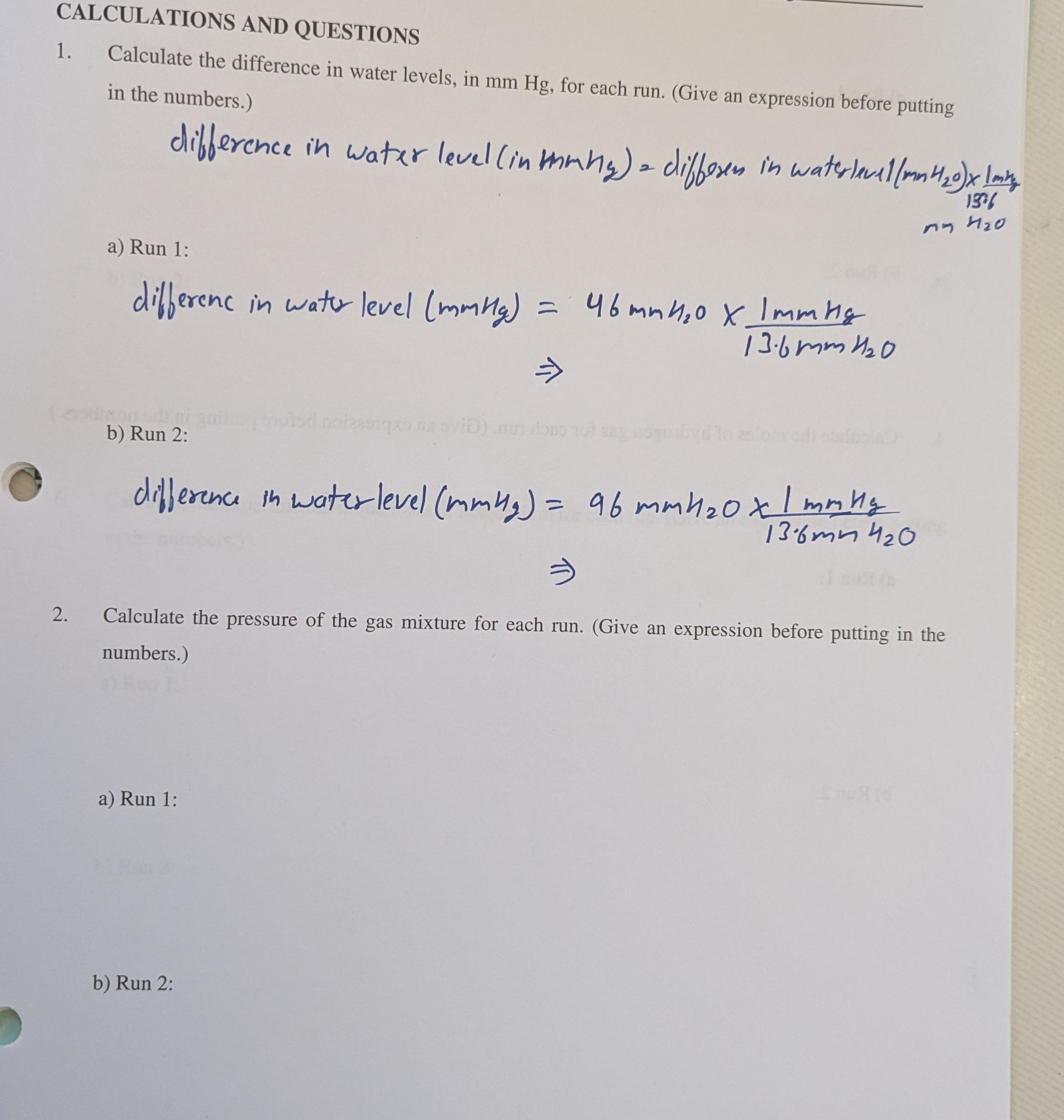 Solved 3. Calculate the partial pressure of the hydrogen gas | Chegg.com