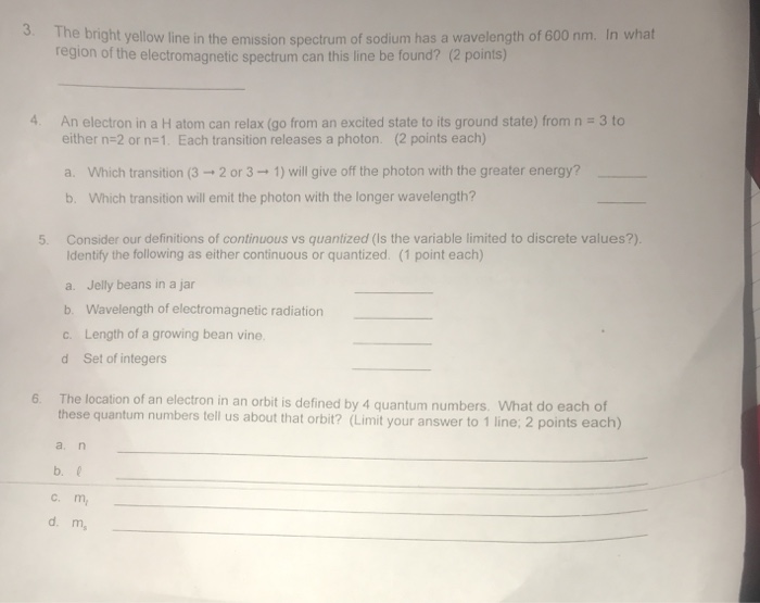 Solved 3. The bright yellow line in the emission spectrum of | Chegg.com