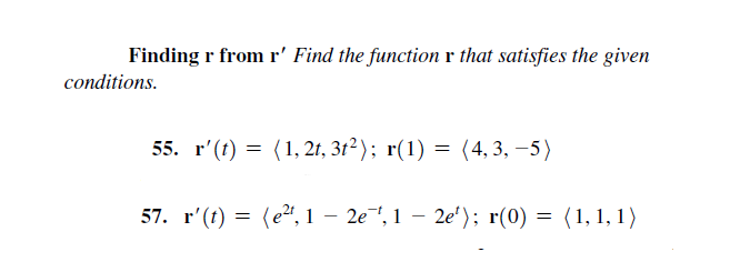 Solved Finding r from r' Find the function r that satisfies | Chegg.com