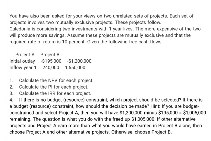 Solved You have also been asked for your views on two | Chegg.com