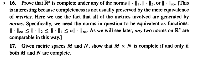Solved 16. Prove that R" is complete under any of the norms | Chegg.com