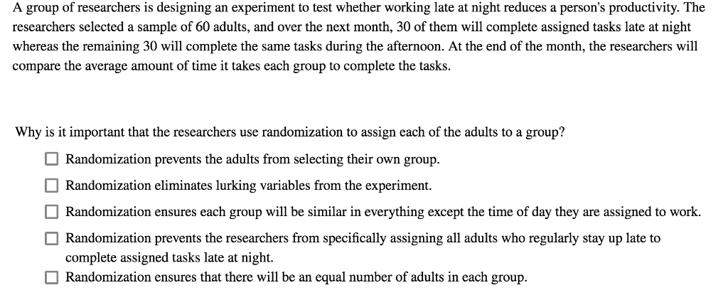 Solved A group of researchers is designing an experiment to | Chegg.com