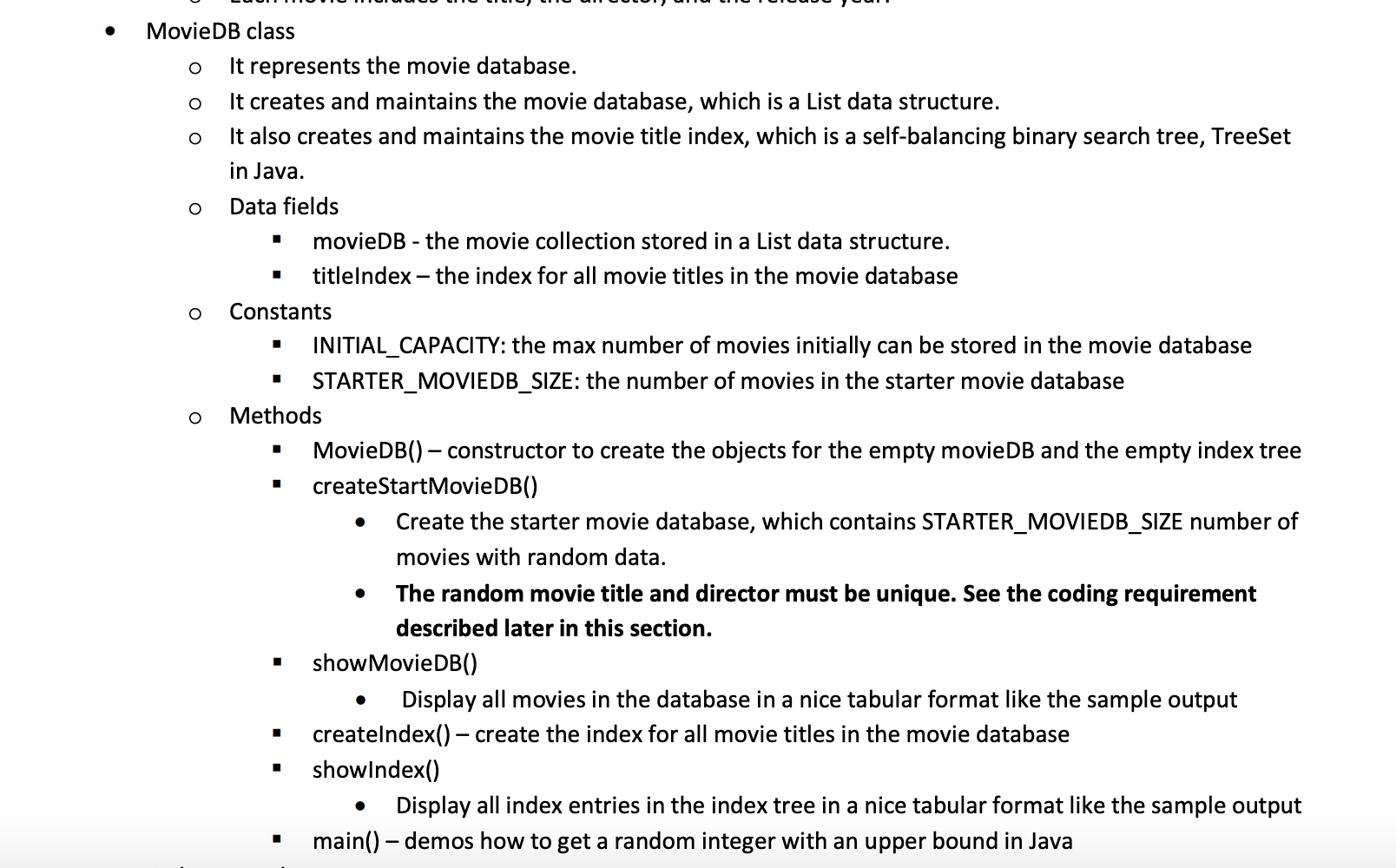 O O O O . 1 Movie DB class It represents the movie | Chegg.com