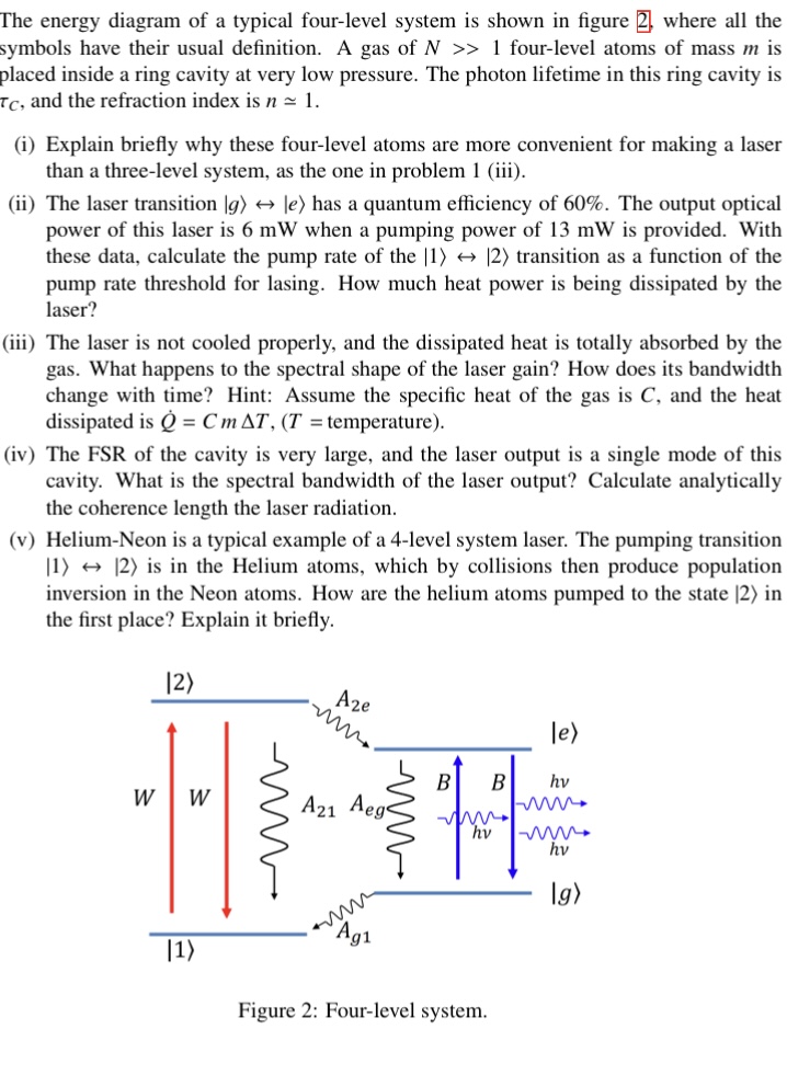 Solved The energy diagram of a typical four-level system is | Chegg.com