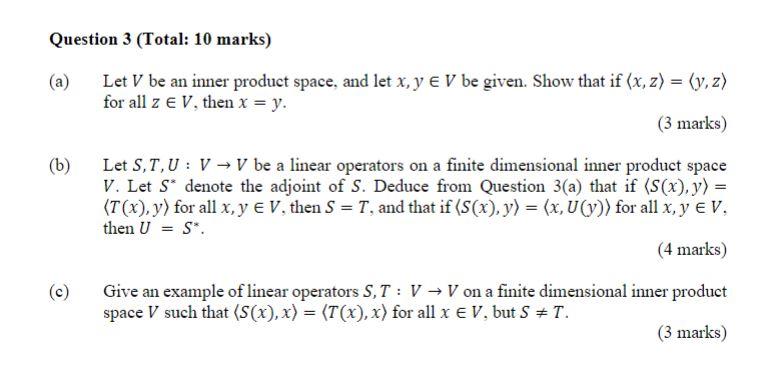 Solved (a) Let V be an inner product space, and let x,y∈V be | Chegg.com