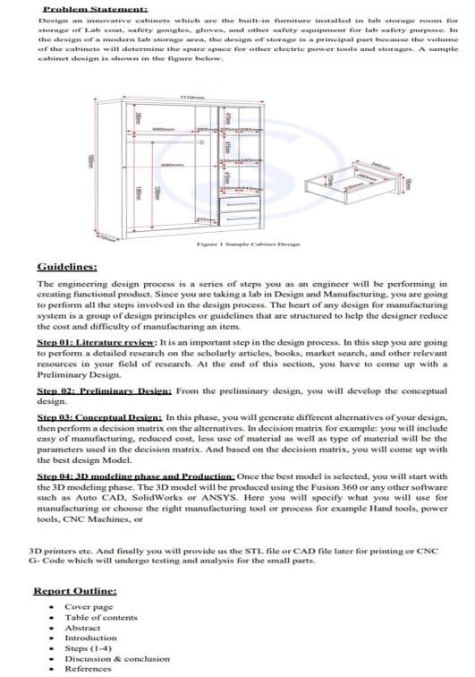 Solved Problem Statement: Design an innovative cabinets | Chegg.com