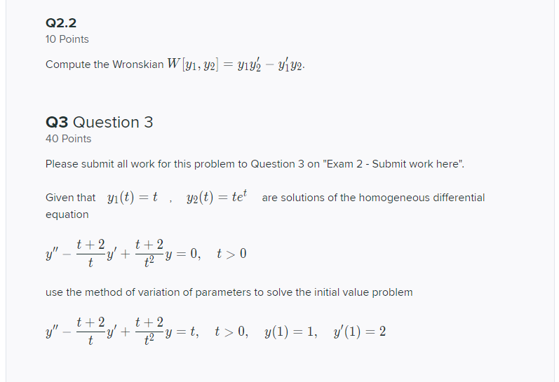 Solved Q1 40 Points Solve the following initial value | Chegg.com