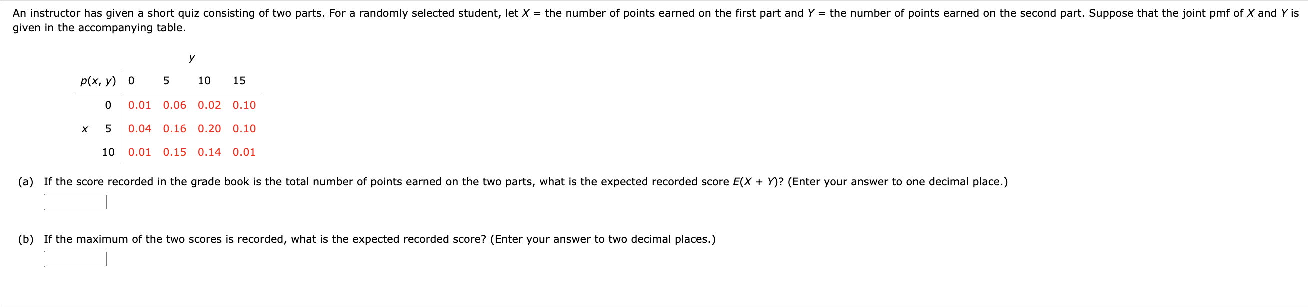 Solved Given In The Accompanying Table. (b) If The Maximum | Chegg.com