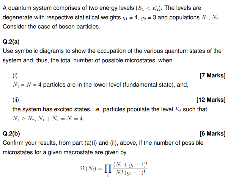 Solved A Quantum System Comprises Of Two Energy Levels (E_