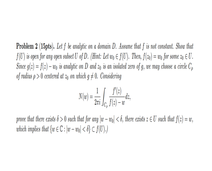 Solved Let f be analytic on a domain D. Assume that f is not | Chegg.com