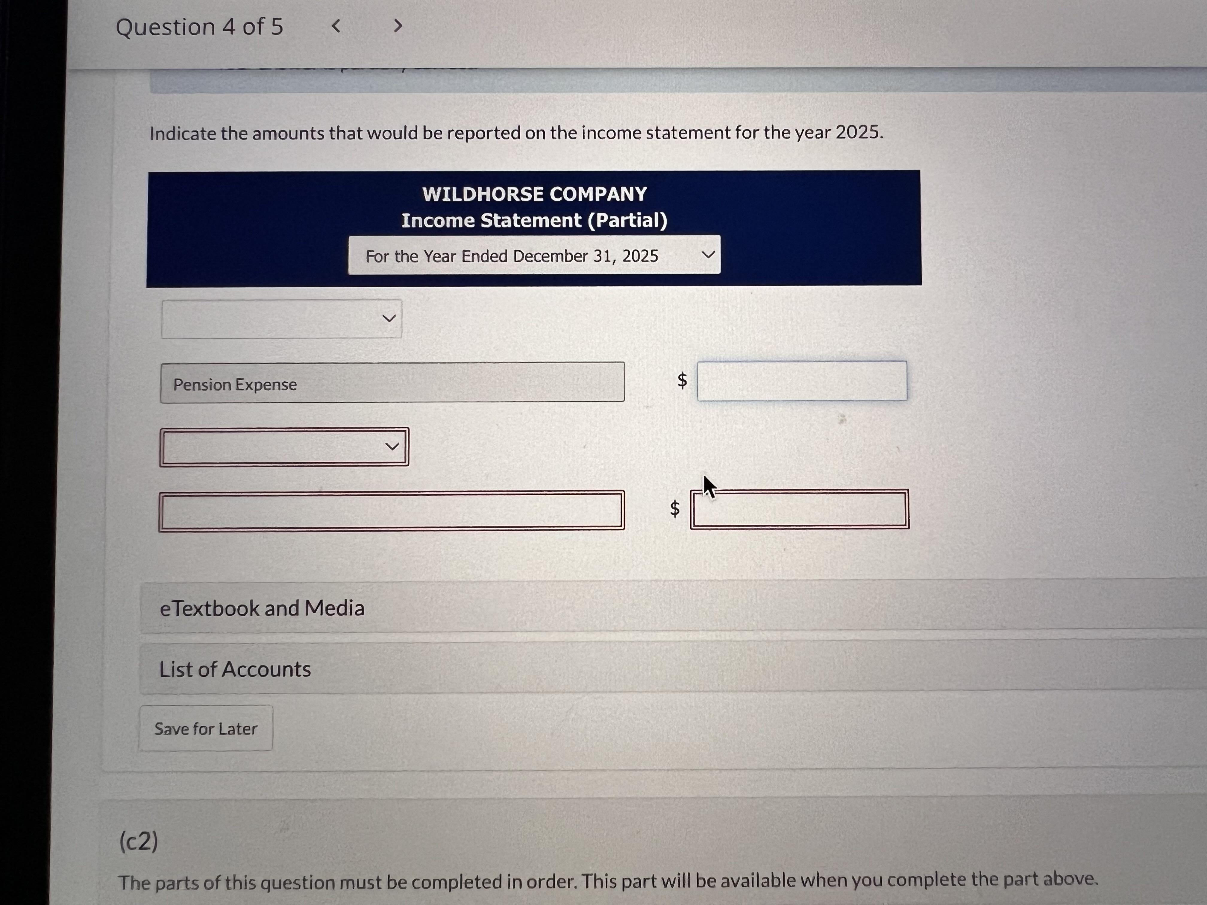 Solved Wildhorse Company sponsors a defined benefit pension
