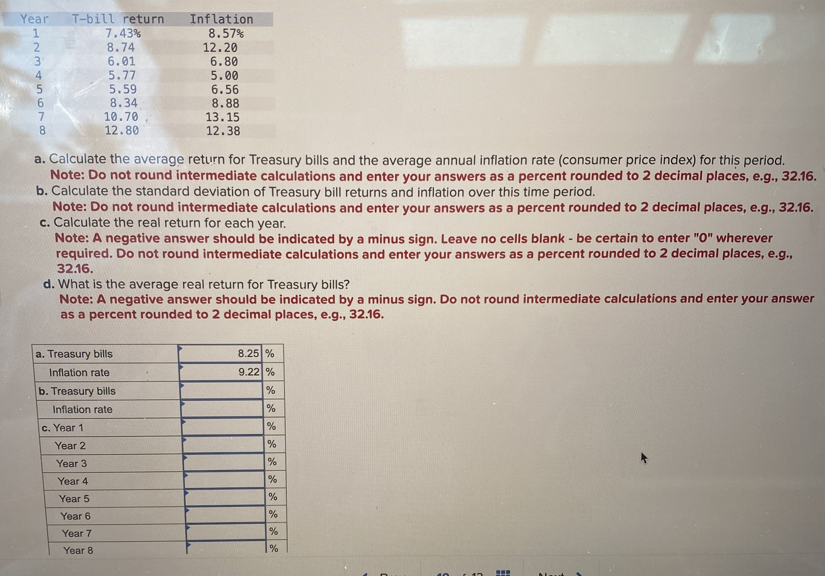 Solved A. Calculate The Average Return For Treasury Bills | Chegg.com