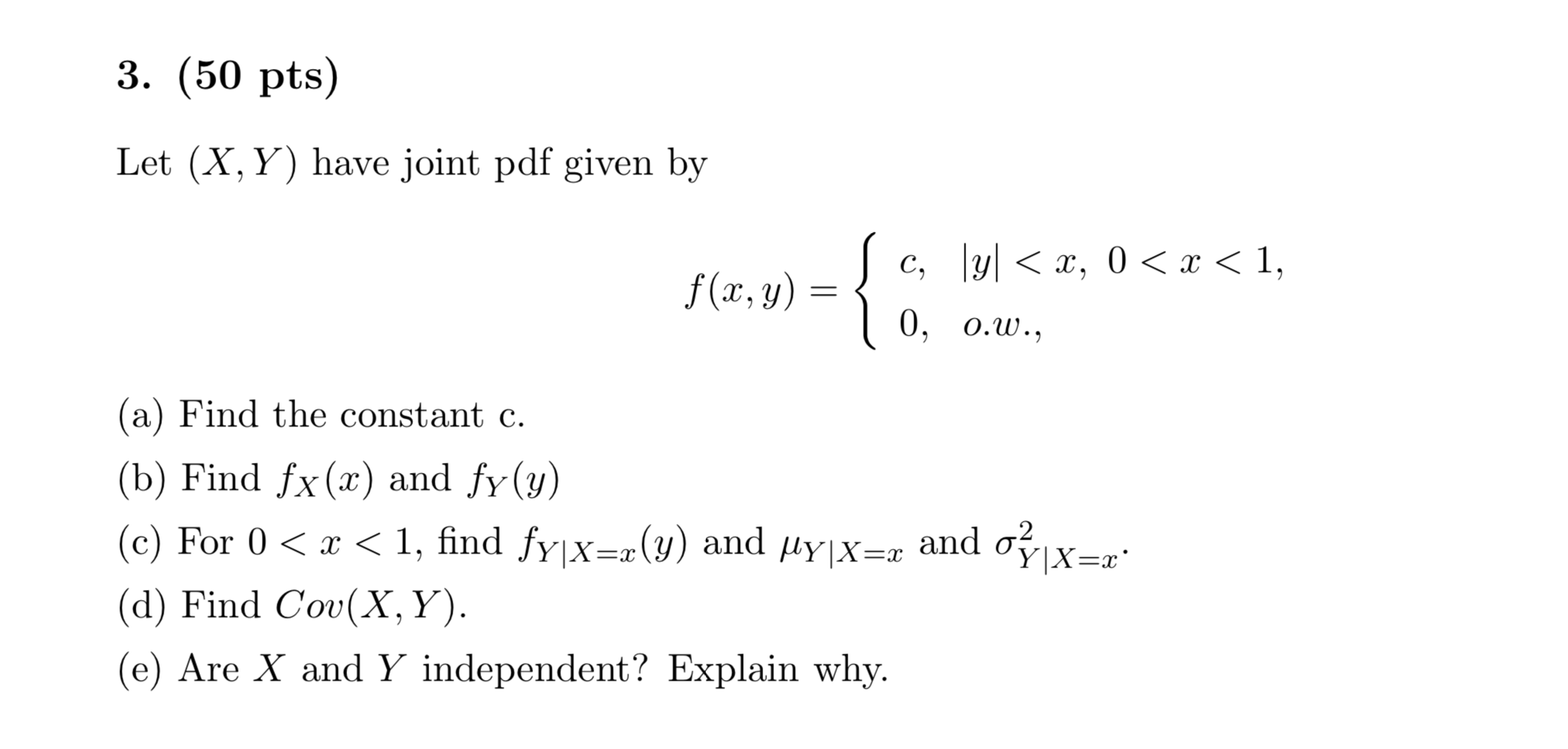 Solved 3 50 Pts Let X Y Have Joint Pdf Given By C Y