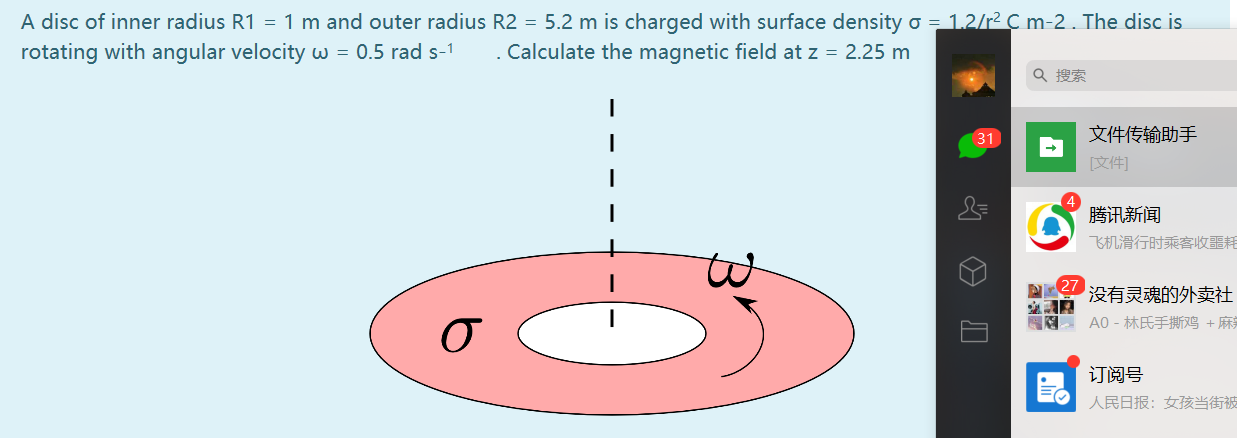 Solved A disc of inner radius R1 = 1 m and outer radius R2 = | Chegg.com