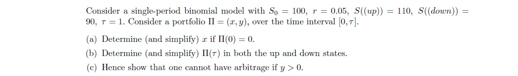 Consider a single-period binomial model with So = | Chegg.com