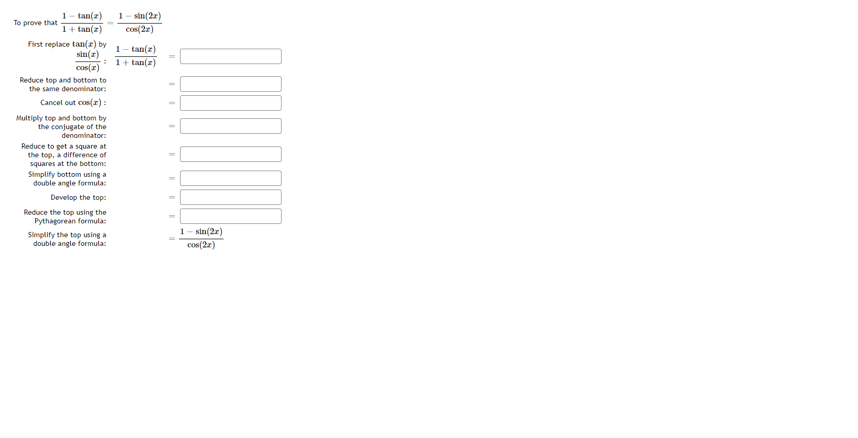 1 Sin 2 0 Cos 2x 1 Tan 3 To Prove That 1 Tan 2 Chegg Com