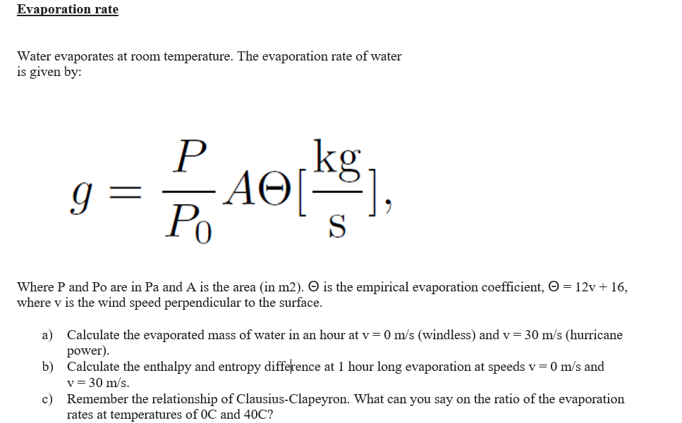 rate of evaporation experiment