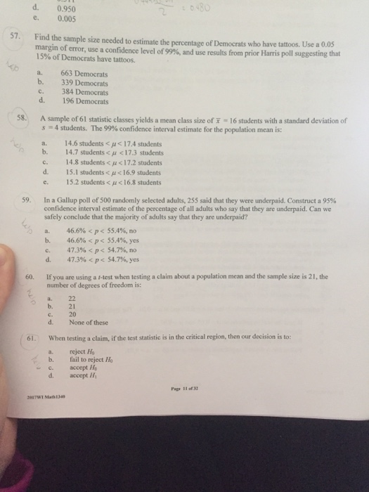 Solved Find the sample size needed to estimate the | Chegg.com