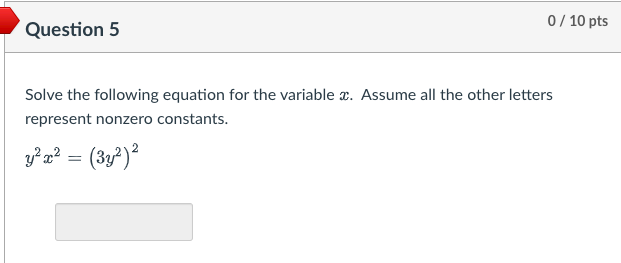 Solved Question 5010 ﻿ptsSolve the following equation for | Chegg.com